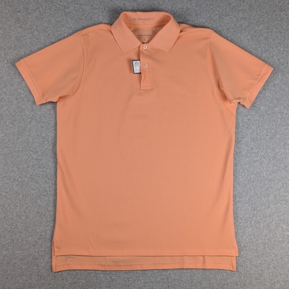 B Draddy Golf Polo Shirt Men's Small Peach Stretch Pima Cotton Pique New NWT